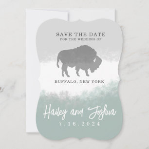 Grått och Grönt Buffalo Spara Datum Inbjudningar