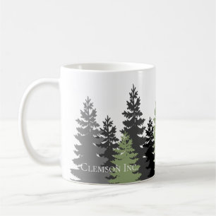 Grått och Grönt Evergreen Träd Elegant och Rustic Kaffemugg
