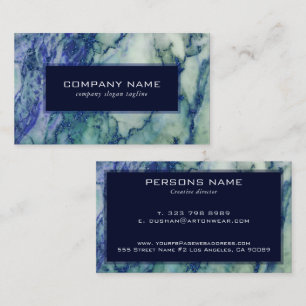 Grått och Grönt Marble Blue Glitter accent Visitkort