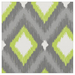 Grått och Grönt Tribal Ikat Chevron Tyg
