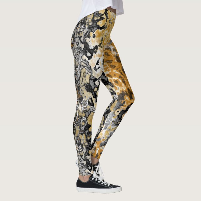 Grått och Guld Abstrakt Leggings (Höger)
