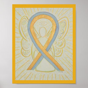 Grått och Guld Awareness Ribbon Angel Poster