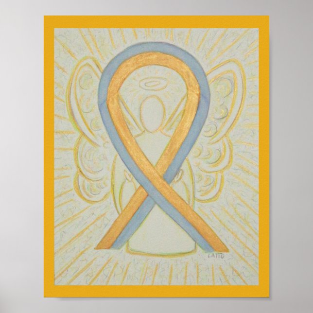 Grått och Guld Awareness Ribbon Angel Poster (Framsidan)