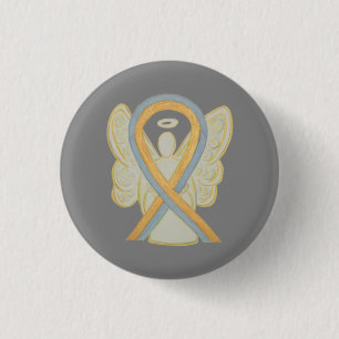 Grått och Guld Awareness Ribbon Anpassningsbar An Knapp