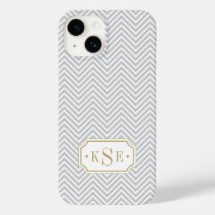 Grått och Guld Elegant Chevron Monogram