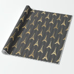 Grått och guld folie Paris Eiffeltorn Presentpapper<br><div class="desc">Grått och guld eiffeltorn mönster inslagspapper.</div>