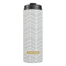 Grått och Guld Herringbone Monogram