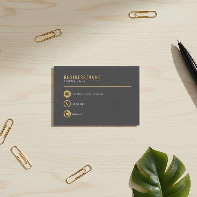 Grått- och guld-ikoner affärskort. affärskort visitkort (Gold icons modern minimal business card.)