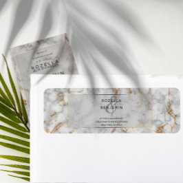 Grått och Guld marble Agate Elegant Returadress Etikett