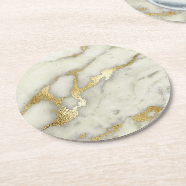 grått- och guld marmorsten underlägg papper rund (Vinklad)