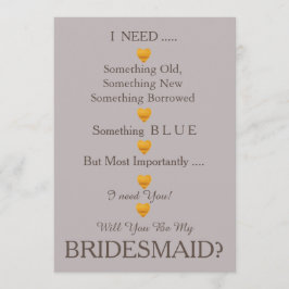 Grått och Guld med hjärta.. blir du min bridesmaid Inbjudningar