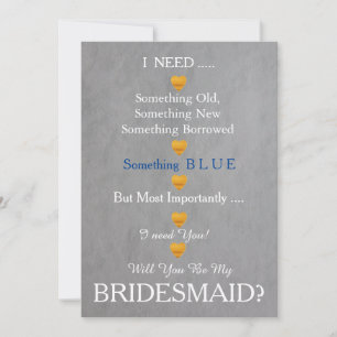Grått och Guld med hjärta.. blir du min bridesmaid Inbjudningar