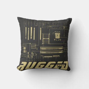 grått och guld RUGGED GEEK-moderkort Kudde