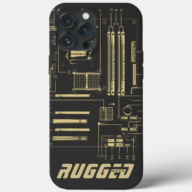 grått och guld RUGGED GEEK Motherboard Tech (Baksida)