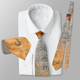 Grått och Guld Rusty Nedfläckad Urban Grunge Snygg Slips