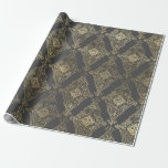 Grått- och Guld-Vintage Presentpapper<br><div class="desc">Grått- och guld paris-vintage,  damm som slår pappert.</div>