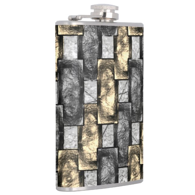 Grått- och guldfärgad, kardad rektangulär delar fickplunta (Höger)