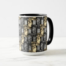 Grått- och guldfärgad, kardad rektangulär delar