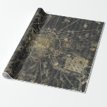 Grått och guldolja Vintage Karta Presentpapper<br><div class="desc">papper inslagning av grått och guld karta.</div>