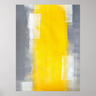 grått- och Gult Abstrakt Art. Kostym Up Poster