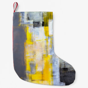Grått och Gult Abstrakt Art Paintingabstrakt, kons Liten Julstrumpa