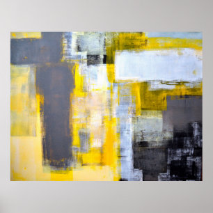 Grått och Gult Abstrakt Art Paintingabstrakt, kons Poster