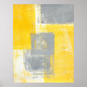 grått- och Gult Abstrakt Art. Poster