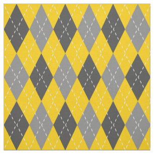 Grått och Gult Argyle Mönster Tyg