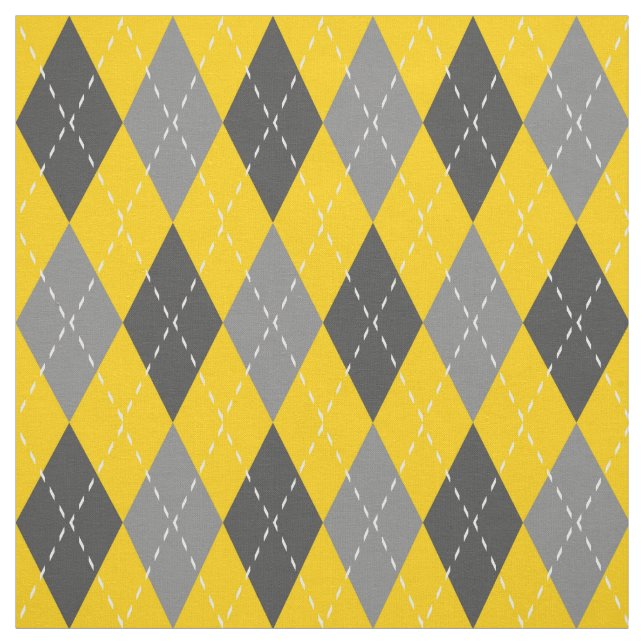 Grått och Gult Argyle Mönster Tyg (Provkarta)