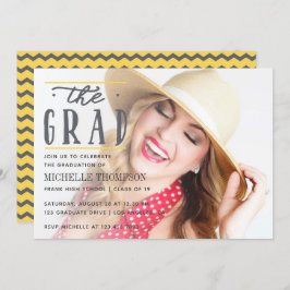 Grått och Gult Chevron Student-partsinbjudan Inbjudningar