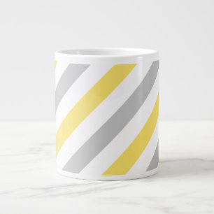 Grått och Gult Diagonal Rand Mönster Jumbo Mugg