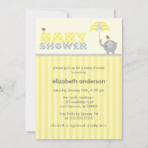 Grått och Gult Elephant Baby Shower