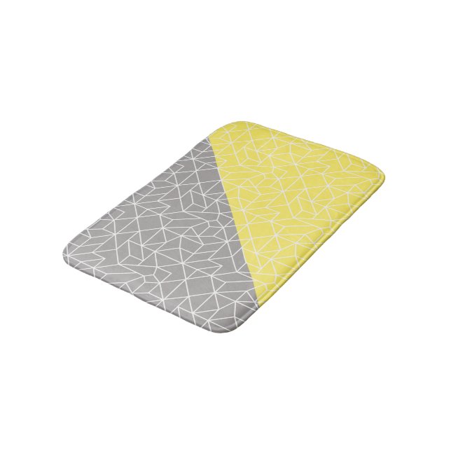 Grått och Gult Geometric Bath Mat Badrumsmatta (Vinklad)