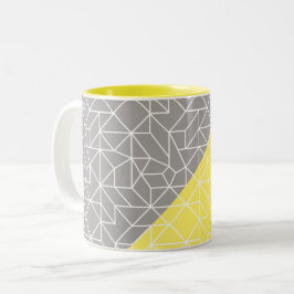 Grått och Gult Geometric Two Tone Mugg