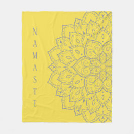 Grått och Gult Mandala Fleece Blanket