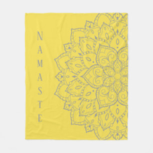 Grått och Gult Mandala Fleece Blanket