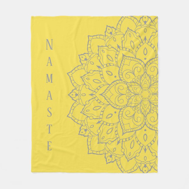 Grått och Gult Mandala Fleece Blanket (Framsidan)