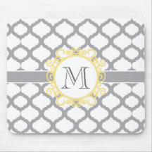 Grått och Gult Marocko Mönster med Monogram