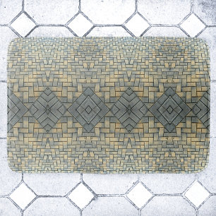 Grått och Gult Mosaic Brick Badrumsmatta
