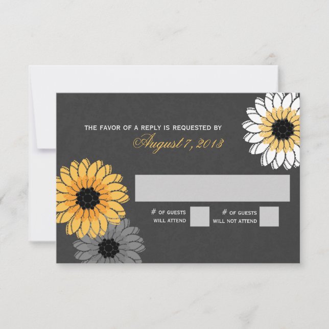 Grått och Gult Slate and Flowers Response OSA Kort (Framsida)