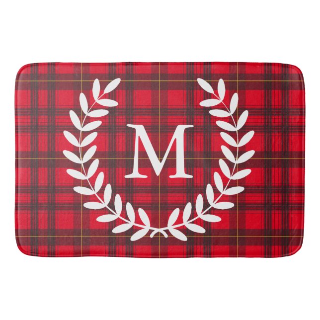 Grått och Gult Tartan White Laurel Bath Mat Badrumsmatta (Framsidan)