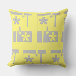 grått och gult, tryck 2021 kudde