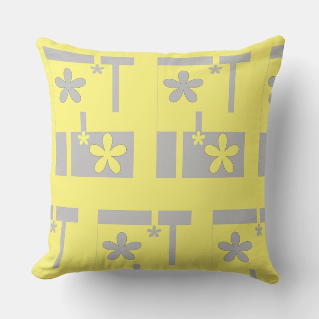 grått och gult, tryck 2021 kudde (Framsida)