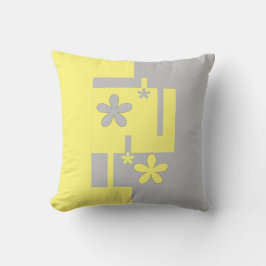 grått- och gult-tryck, kudde