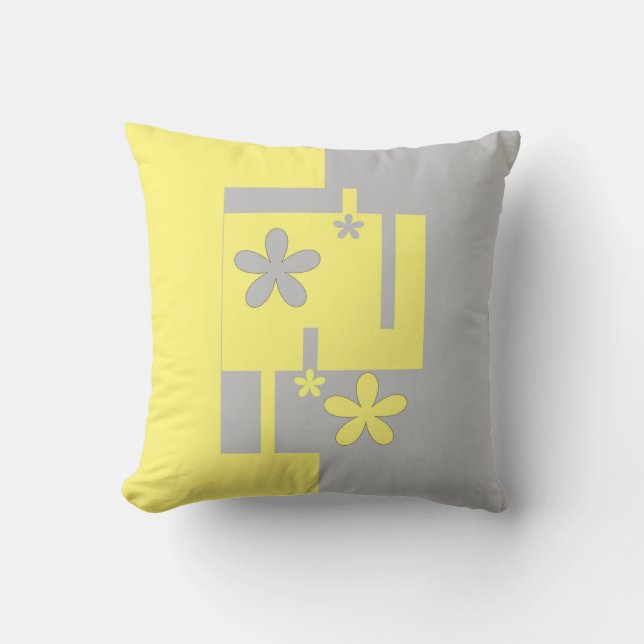 grått- och gult-tryck, kudde (Framsida)