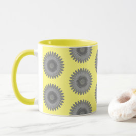 grått- och gult-tryck, mugg