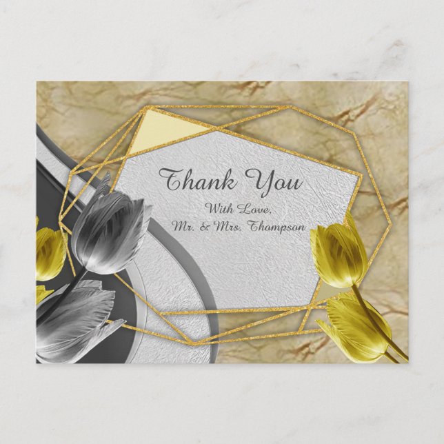 Grått- och Gult-tulpaner på struktur Vykort (Framsida)