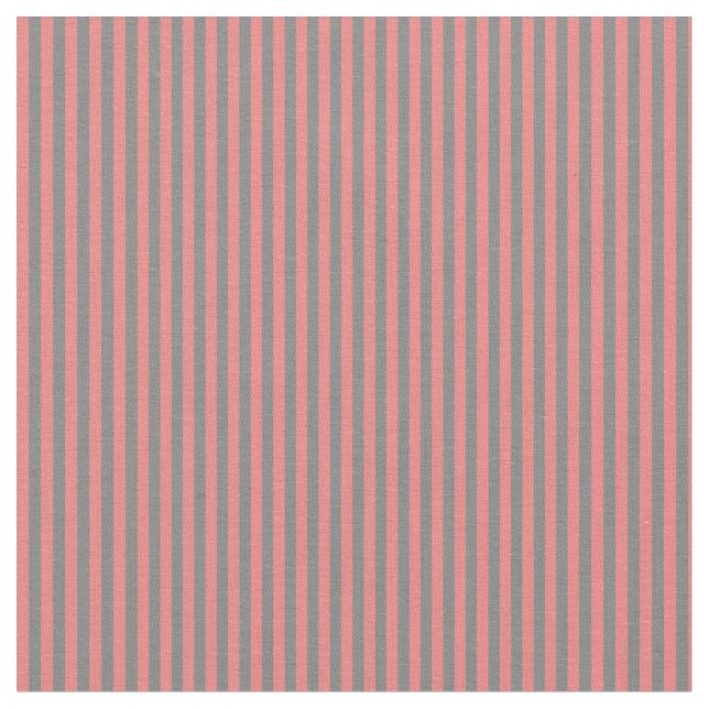 Grått och Light Coral Färgad Rand Tyg (Närbild)