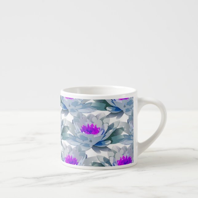 Grått och lila blommor mönster espressomugg (Höger)