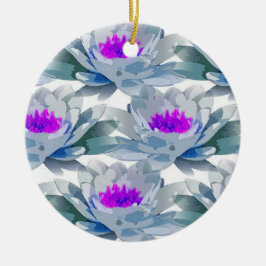 Grått och lila blommor mönster julgransprydnad keramik